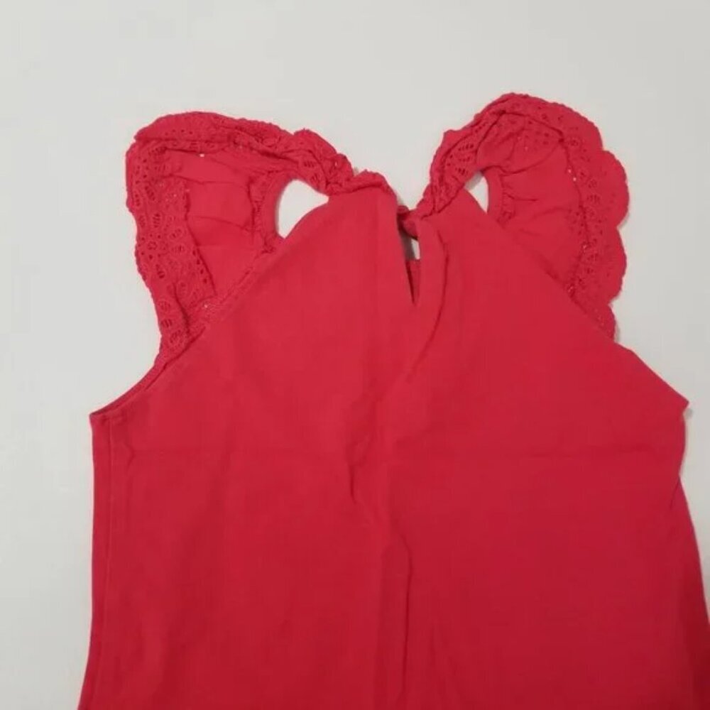 Mayoral little girl Red eyelet detail shoulders tank top size 7 (F18) - Picture 6 of 8